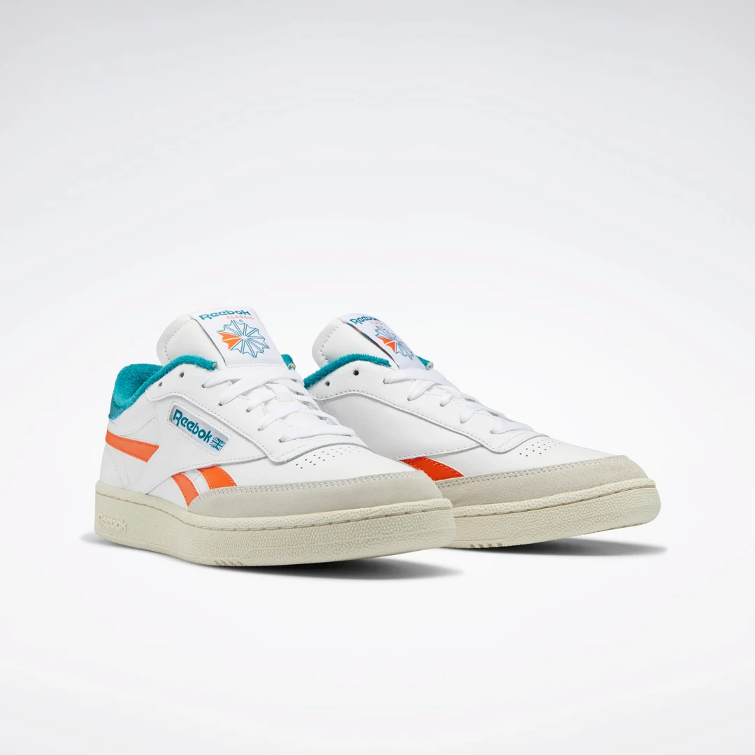 Reebok Men's Club C Revenge Shoes - Ftwr White / Pump Orange / Seaport Teal