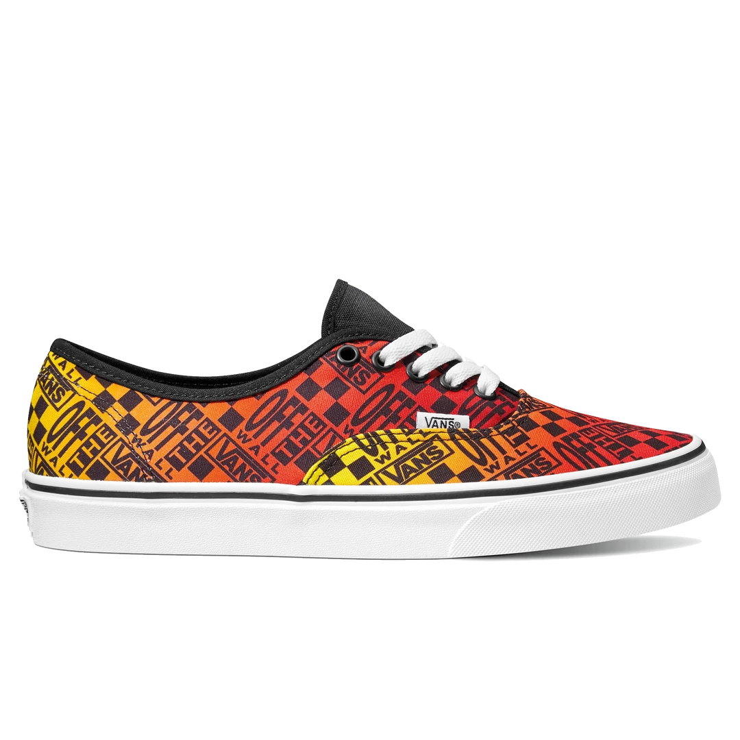 Vans Unisex Logo Flame Authentic Shoes - Black / Fire / White