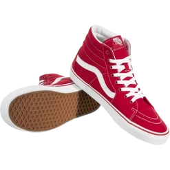 Men's Vans Unisex Sk8 Hi Canvas Formula One Shoes - Red / White