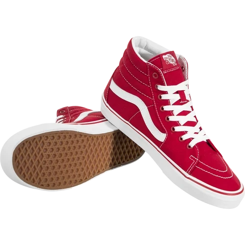 Men's Vans Unisex Sk8 Hi Canvas Formula One Shoes - Red / White