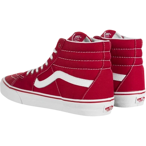 Men's Vans Unisex Sk8 Hi Canvas Formula One Shoes - Red / White