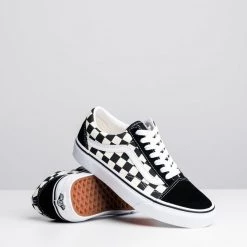 Vans Unisex Old Skool Primary Check Shoes - Black / Beige / White