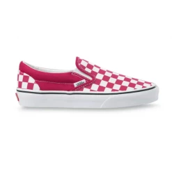 Vans Unisex Check Classic Slip On Shoes - Cerise / True White